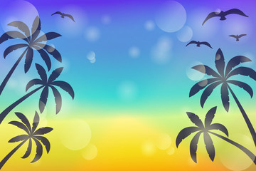 Colurful banner with palms and copyspace. Vector.