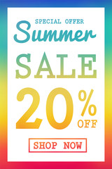 Design of multicoloured poster for Summer Sale. Vector.