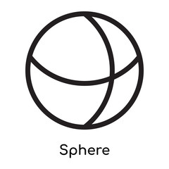 Sphere icon vector sign and symbol isolated on white background, Sphere logo concept, outline symbol, linear sign