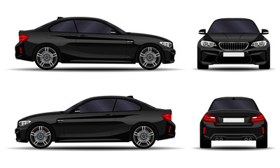 Fototapeta premium realistic car. sport coupe. front view; side view; back view.