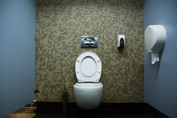 public toilet room empty decoration in bathroom interior.