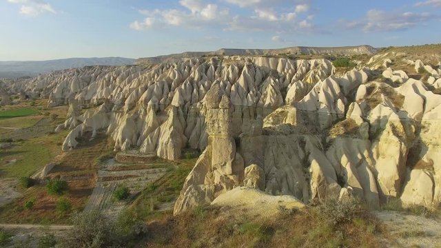 Aerial view of fairy chimneys at Urgup, Cappadocia, Turkey,