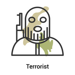 Terrorist icon vector sign and symbol isolated on white background, Terrorist logo concept, outline symbol, linear sign