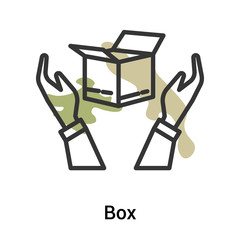 Box icon vector sign and symbol isolated on white background, Box logo concept, outline symbol, linear sign