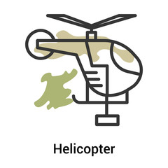 Helicopter icon vector sign and symbol isolated on white background, Helicopter logo concept, outline symbol, linear sign