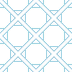 Geometric ornament. White and blue seamless pattern