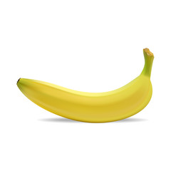 delicious juicy ripe banana on white background. Realistic style. Vector illustration.