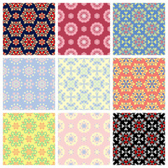 Colored set with flower elements. Floral seamless pattern. 