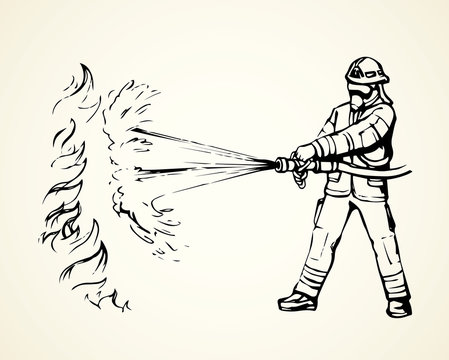 Firefighter. Vector Drawing