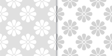 Light gray and white floral seamless ornaments
