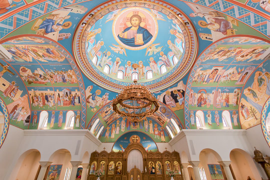 Colorful painted Orthodox Church 