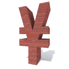 Obraz premium Conceptual red heavy rough masonry constructed font or type, brick construction industry piece isolated white background. Educative architecture material, aged texture surface 3D illustration design