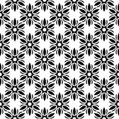 Fototapeta premium Black and white floral ornaments. Seamless pattern