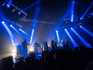 Audience cheering at live rock concert