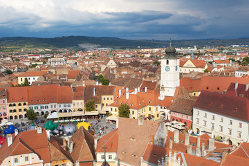 Fototapeta na wymiar Sibiu Romania Clock tower symbol of the city 