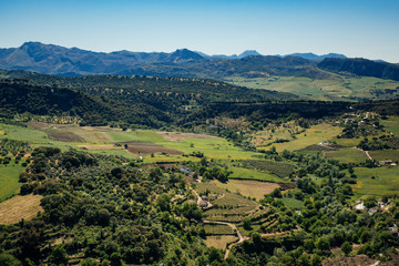 Fototapeta premium View of valley and mountains landscape surrounding the city of Ronda.