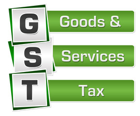 GST - Goods And Services Tax Green Grey Squares Vertical 