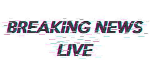 Fototapeta premium Background screen saver on breaking news. Breaking news live. Text with glitch effect. Vector illustration.
