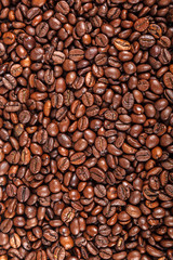 Grains of roasted coffee as a background