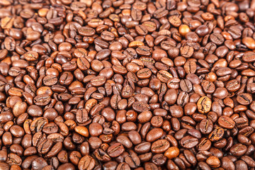 Grains of roasted coffee as a background