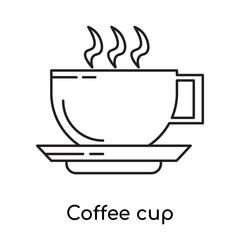 Coffee cup icon vector sign and symbol isolated on white background, Coffee cup logo concept