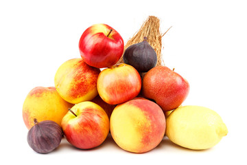 Fresh fruits isolated on a white background.