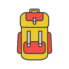 Camping backpack color icon