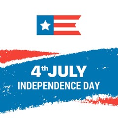 Independence Day card with American Flag. Flat vector patriotic Fourth of July illustration card