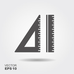 Vector icon ruler and straightedge