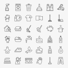 Cleaning Services Line Icons Set
