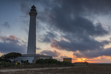 Il faro di San Vito lo Capo al crepuscolo, provincia di Trapani IT