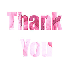 Watercolor thank you lettering. Template for design