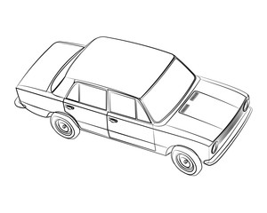 Retro Soviet car. USSR transport vector drawing illustration