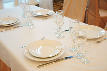 Served table in a restaurant