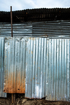 Rusty Corrugated metal texture or Galvanized iron steel background © eyepark