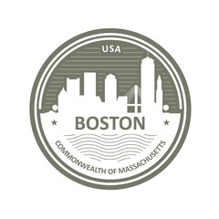 Badge with Boston skyline - Boston city emblem