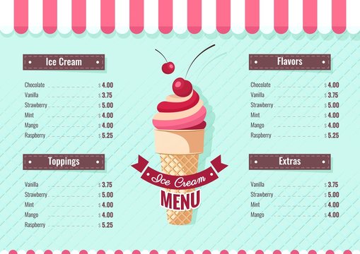 Naklejki Ice cream menu poster. Vector illustration
