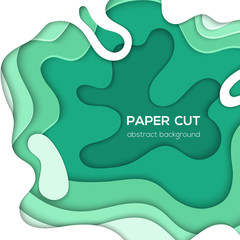 Green abstract layout - vector paper cut illustration