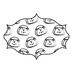 arabic frame with cute lion pattern over white background, vector illustration