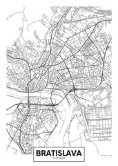 Naklejka premium Detailed vector poster city map Bratislava