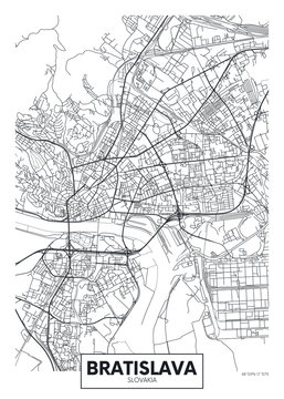 Detailed vector poster city map Bratislava