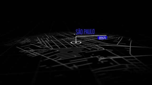 Locations São Paulo, Brazil. Animation of marking a point in São Paulo, Brazil. Location of the city, large shopping center. Video in 4K with resolution of 3840x2160.