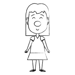 cartoon girl with clown nose icon over white background, vector illustration