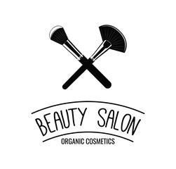 Beauty Salon logo, label, emblem. Makeup Brushes icoons. Vector Illustration.