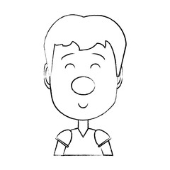 cartoon boy with clown nose icon over white background, vector illustration