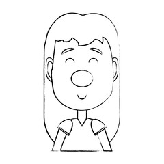 cartoon girl with clown nose icon over white background, vector illustration