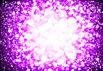 Purple glitter sparkles rays lights bokeh Festive Elegant abstract background.