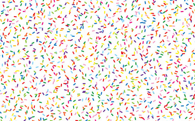 Festival pattern with confetti or donut's glaze, sprinkles. Colorful background, vector illustration