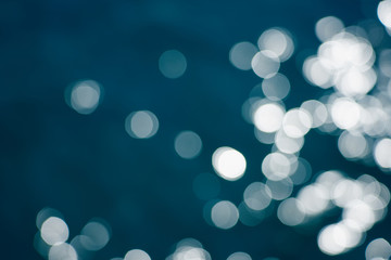 Blue sea water bokeh. 