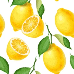 Behang Citroen Naadloos patroon met citroenen